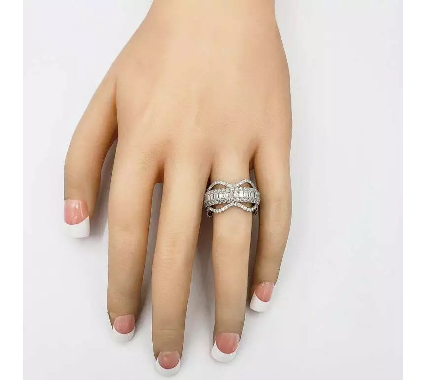 Unique and Gorgeous Piece Showcasing a Row Of Emerald Cut & Round Cut CZ Band