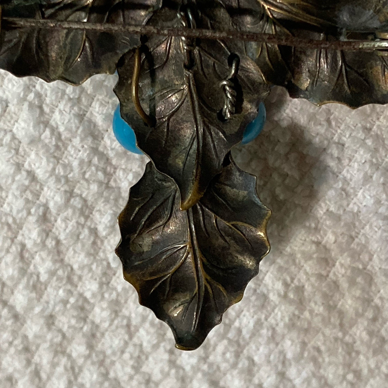 Early Miriam Haskel Unsigned Layered Maple Leafs/Wired On Glass Berries Pre 1947