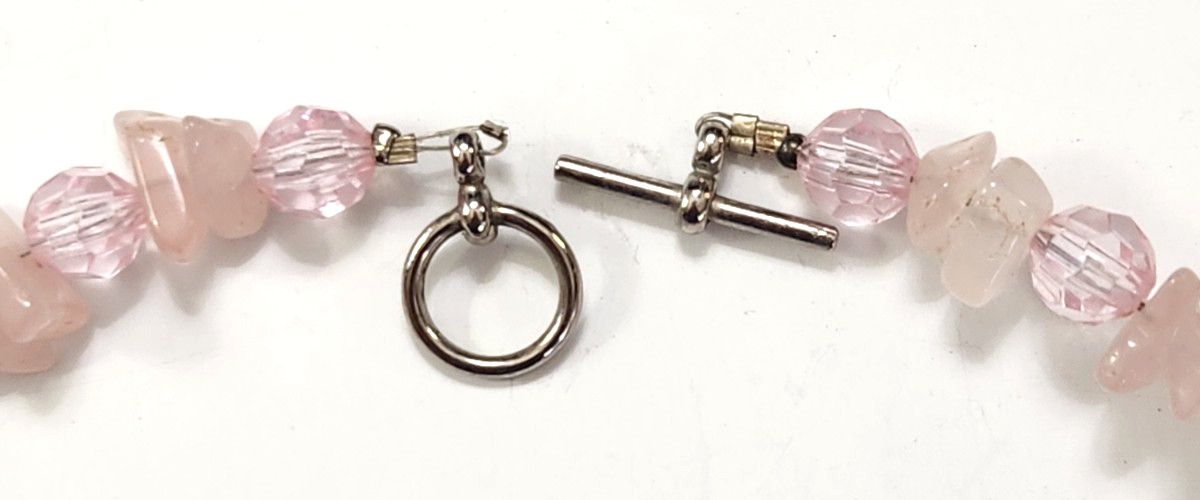 Pink Rose Quartz Chips Acrylic Faceted Crackle Beads Necklace Fairies Fantasy