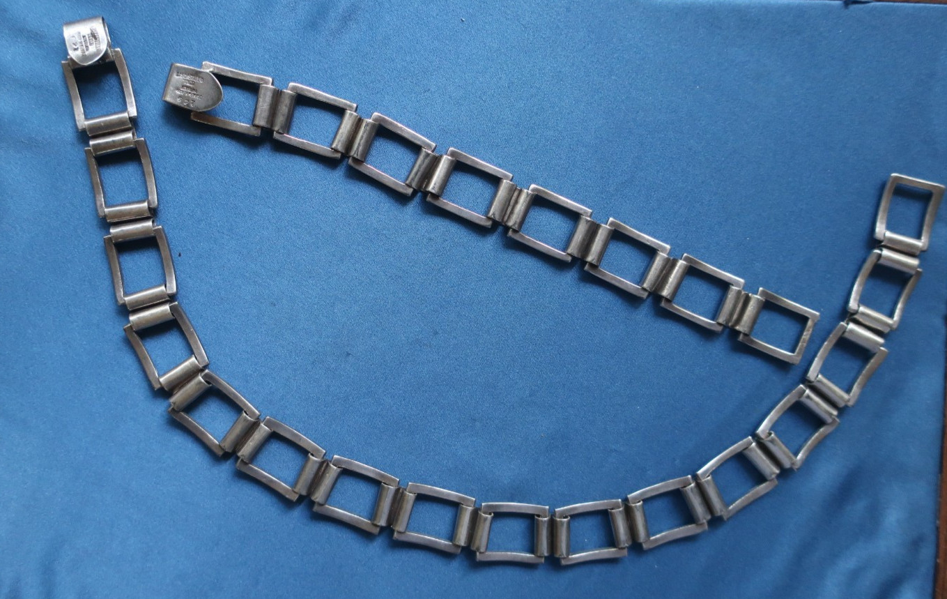 LOS CASTILLO TAXCO MEXICO Sterling Silver Square Chain Link Bracelet Necklace132