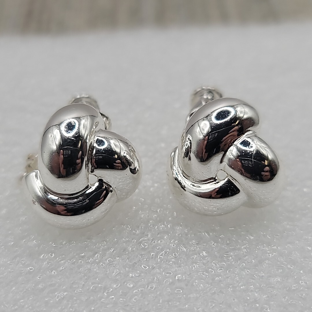 Vtg Napier Screw Back Silver Tone Love Knot Twist Clip On Earrings