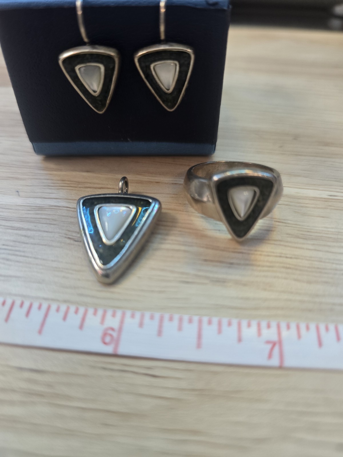 Carolyn Pollack Relios 925 Sterling Silver FULL SET ring Pendant Earrings Ex Con