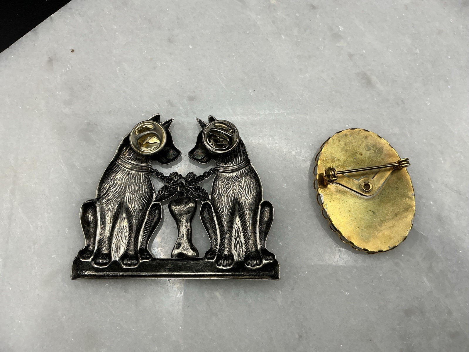 Vintage Dog German Shepherd Brooch Mix And Miniature Pewter Hound Lot