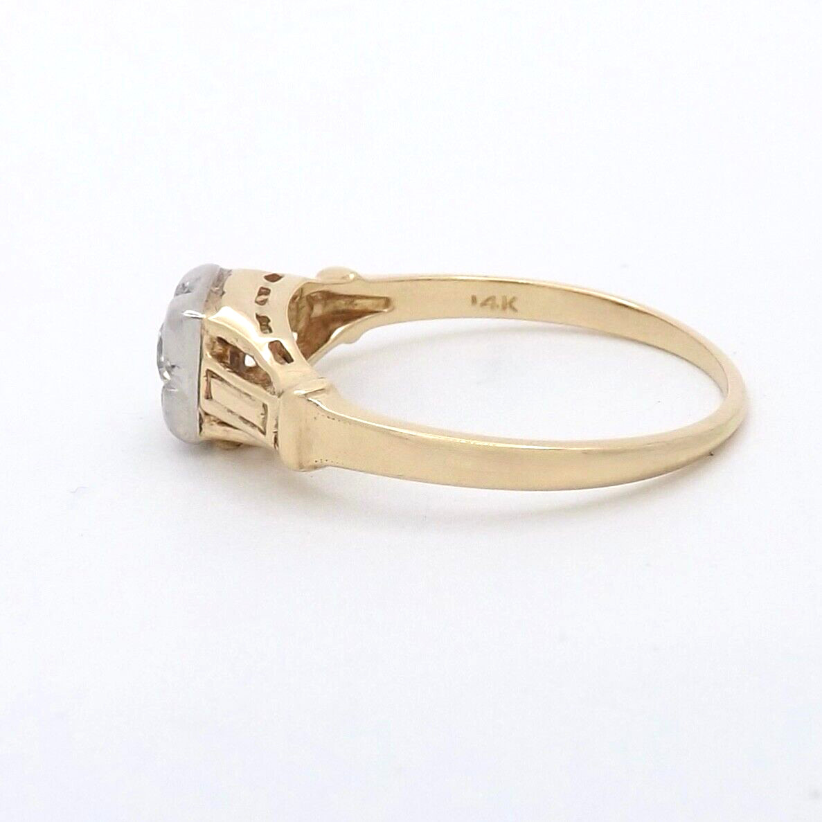 Victorian 14K Gold Old European Cut Diamond Promise Pre Engagement Ring sz7
