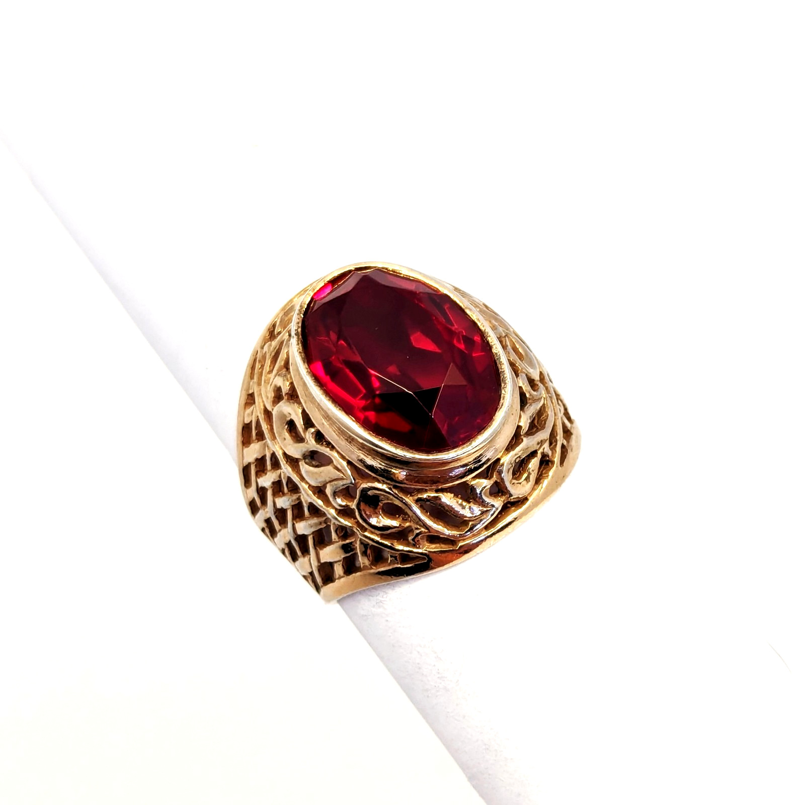 Vintage Soviet RING Silver⭐875 stamp Star USSR with Large Ruby -8US (18.5mm)| #8