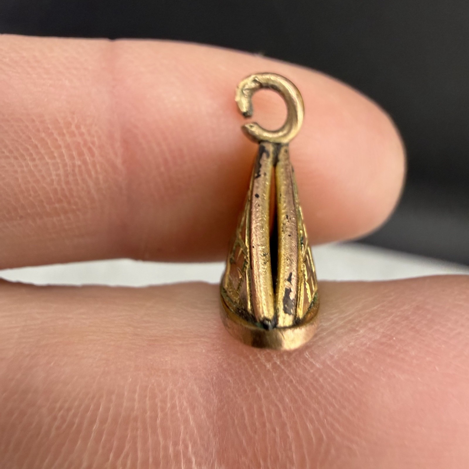 Vintage Watch Fob Engraved Gold Filled Tent Pyramid
