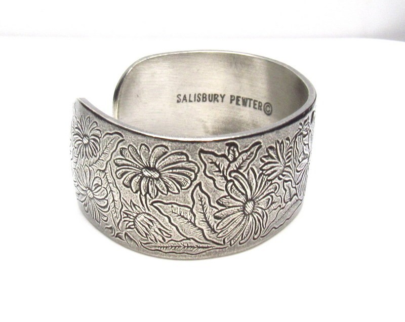 Vintage Salisbury Pewter Bracelet Floral April