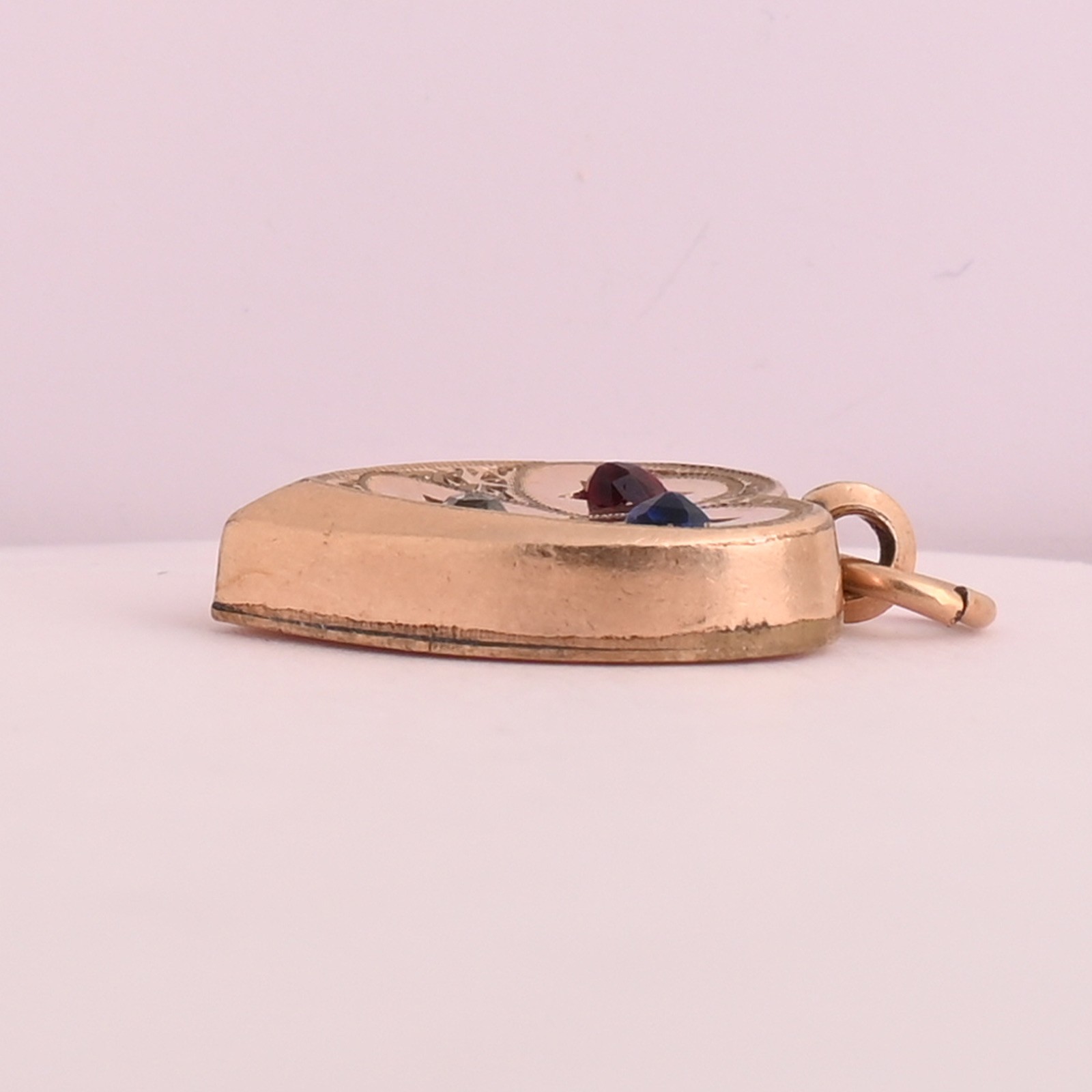 Antique Victorian TINY Heart & Star Rose Gold Filled Paste Charm Pendant