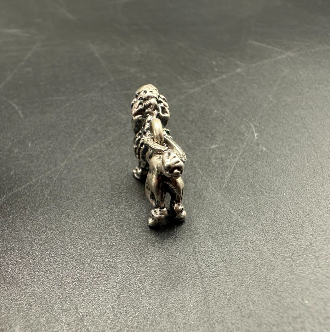 VINTAGE STERLING SILVER 3D POODLE DOG CHARM 1 cm x 2.5 cm