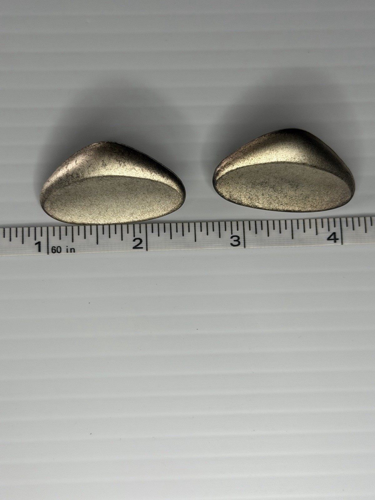 Vintage Pewter Tone Asymmetrical Post Back Earrings Abstract Retro