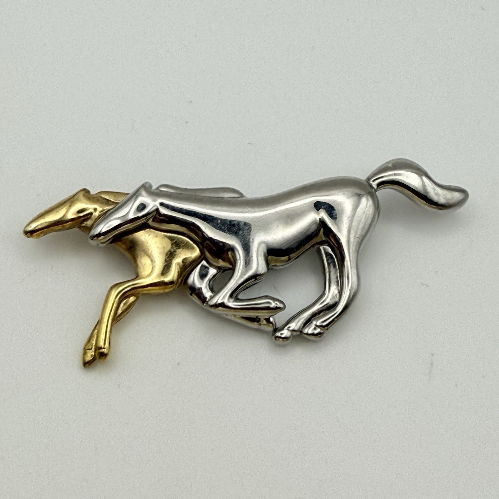 Liz Claiborne LC Running Horses Brooch Gold Silver Two Tone Horse 2.75″
