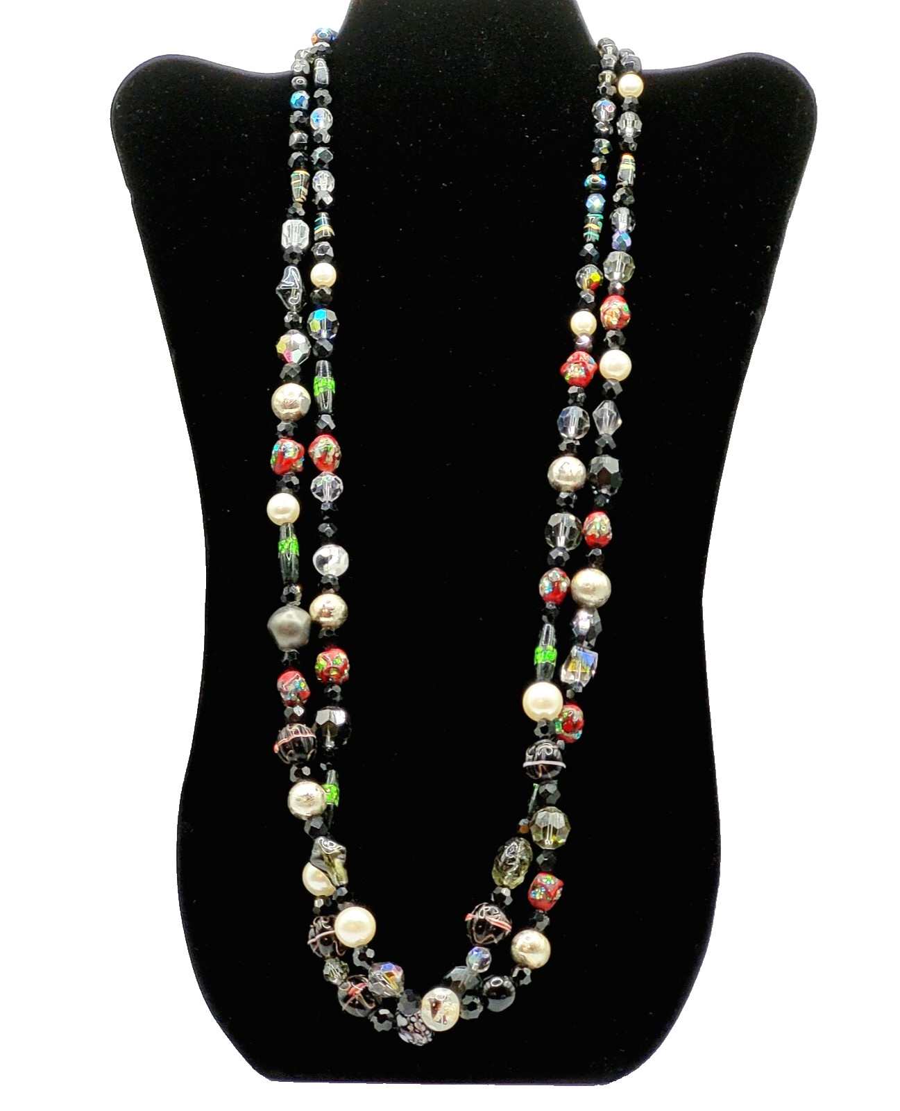 Art Glass Bead Strands Multi Color Style Foil Venetian Lampwork Crystal Necklace