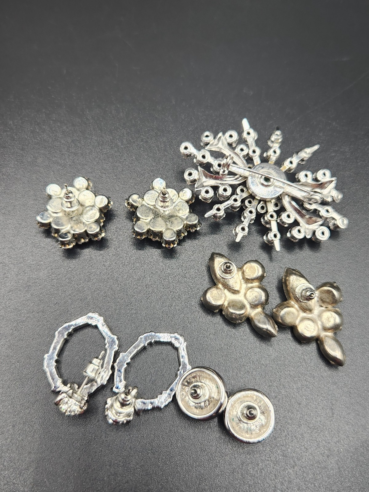 Vintage Rhinestone Earrings and Brooch