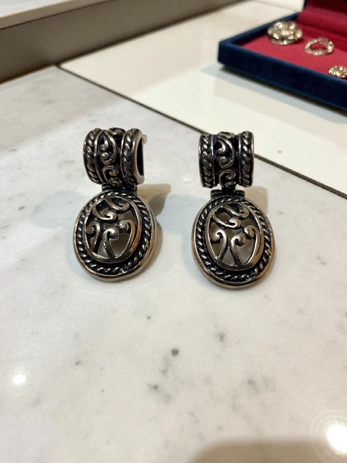 Vintage 925 ATI Mexico Sterling Silver 1.34″ Drop Dangle Earrings