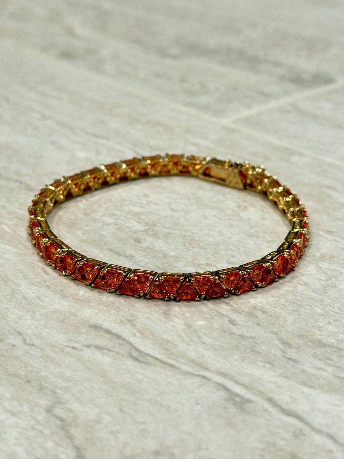 VTG Suzanne Somers Bracelet Orange Gem Stone Tennis Gold 925 Silver Trillion 20g