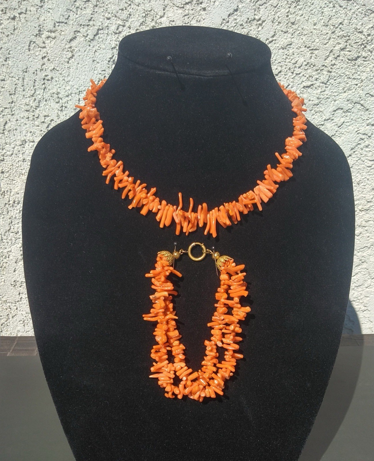 Vintage Estate Natural Orange Branch Coral Necklace Set
