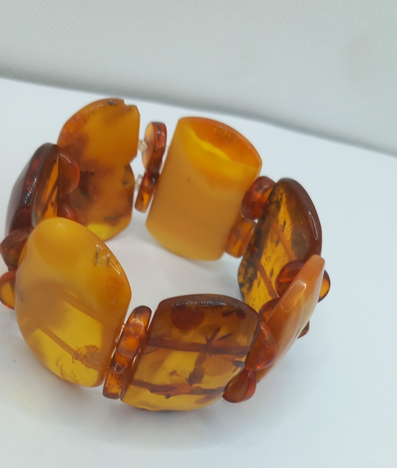 VINTAGE NATURAL NALTIC AMBER EGG BUTTERSCOTCH YOLK BRACELET 28,4gr SMALL WRIST