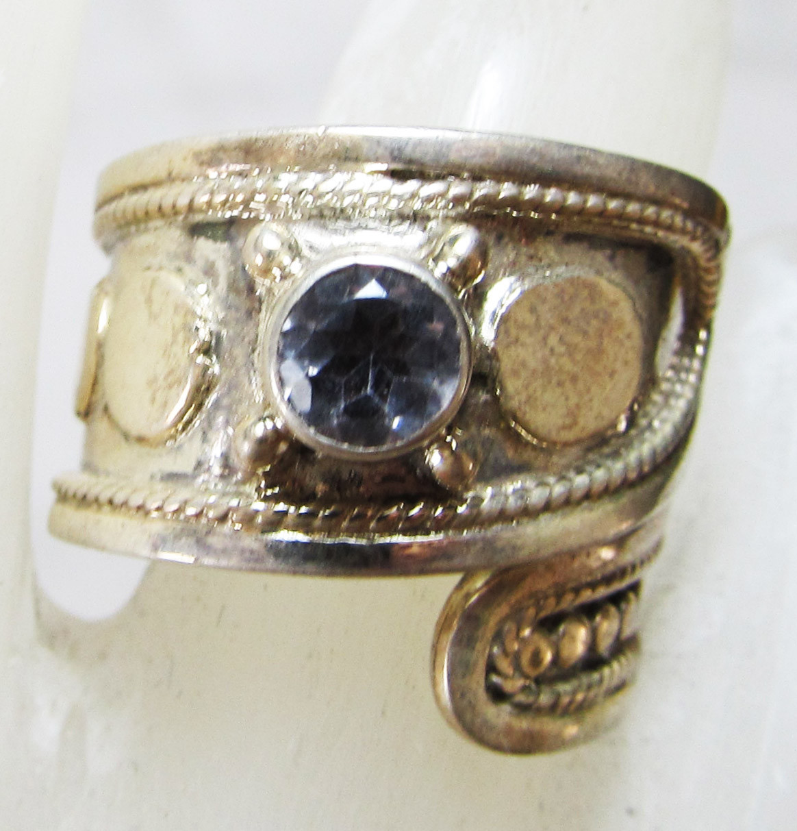 iolite sterling silver ring, size 7, width of face 20mm, 7.85 grams, wrap-around