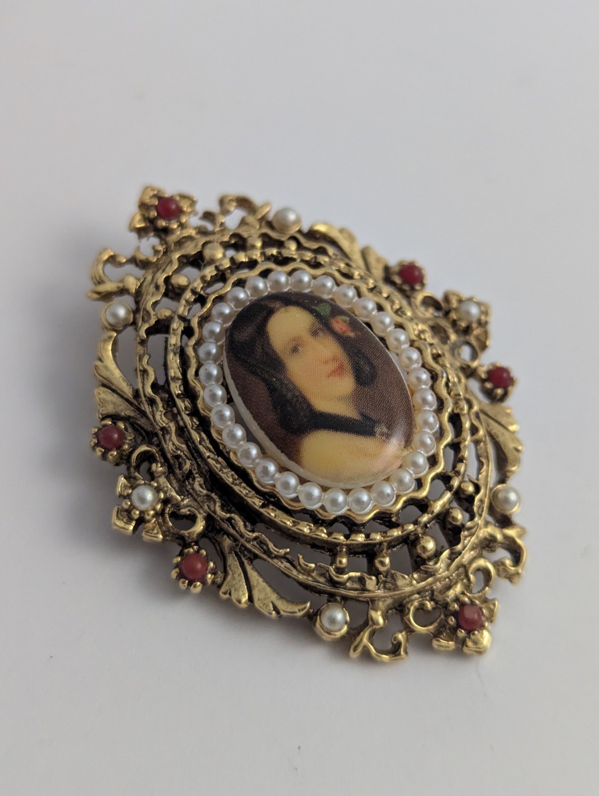 Vth Signed ART Arthur Pepper Victorian Revival Portrait Brooch Clip Earring Set
