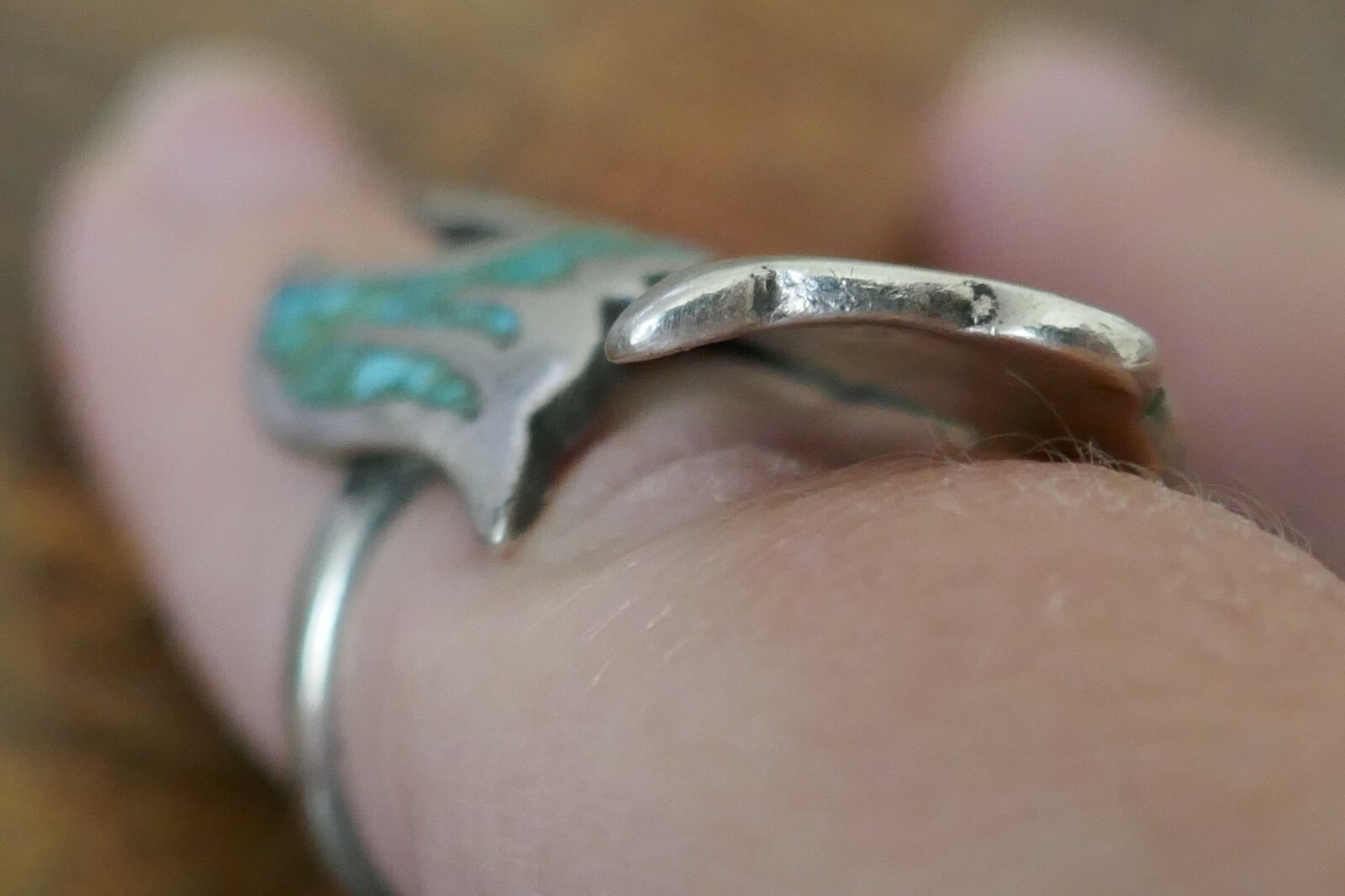 Vintage Southwest Sterling Turquoise & Coral Ring – Size 4.25 / 6.8 Grams