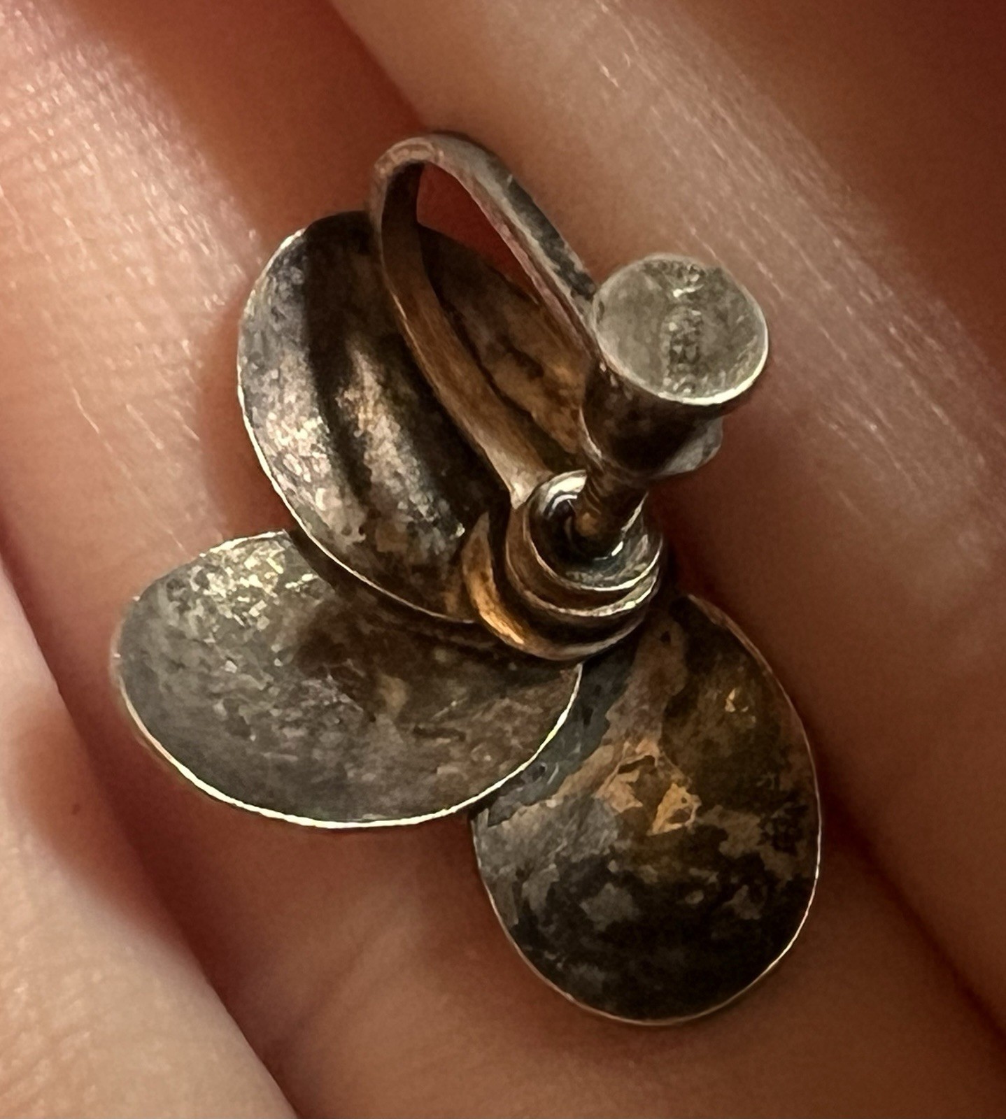 Vintage Sterling Silver CALLA LILY Flower Screw Back Earrings Modernist N.E ?