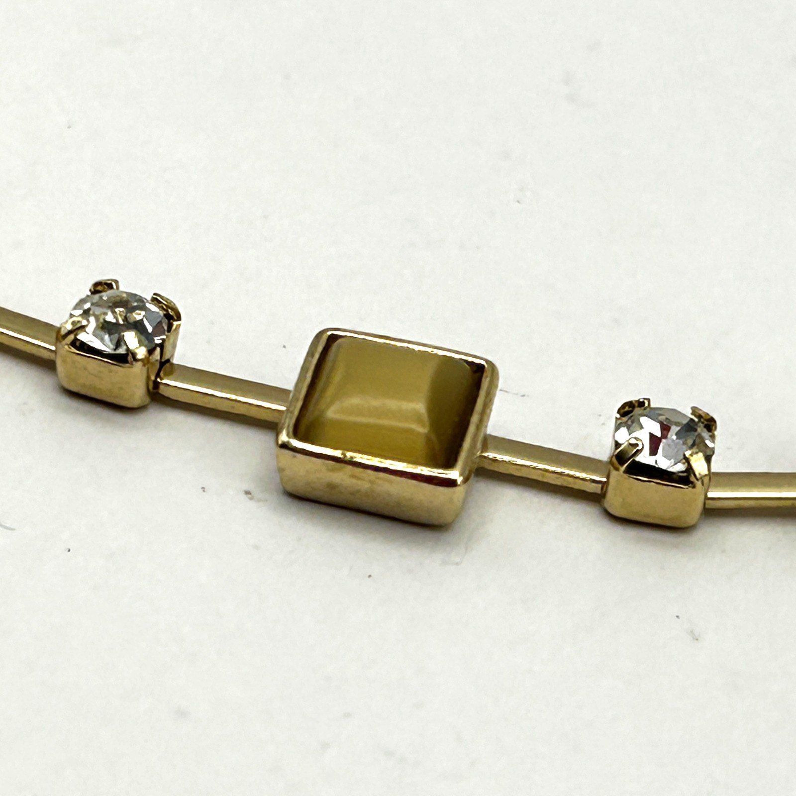 Vintage Marvella Square Glass Rhinestone Necklace with Original Tags