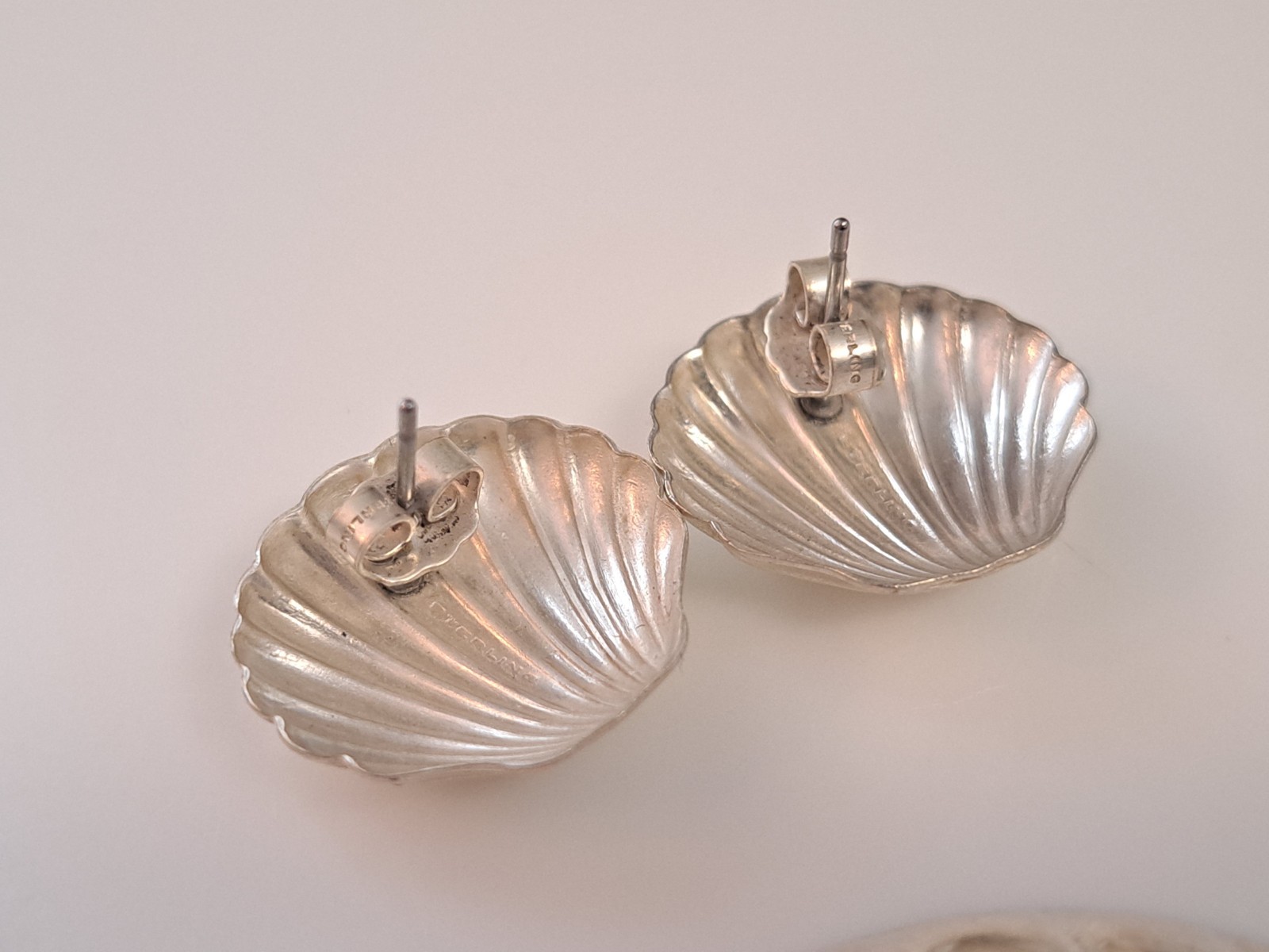 VTG Puffy Shell Necklace Sterling & Scallop Earrings Set Coastal 925 Beach Sea