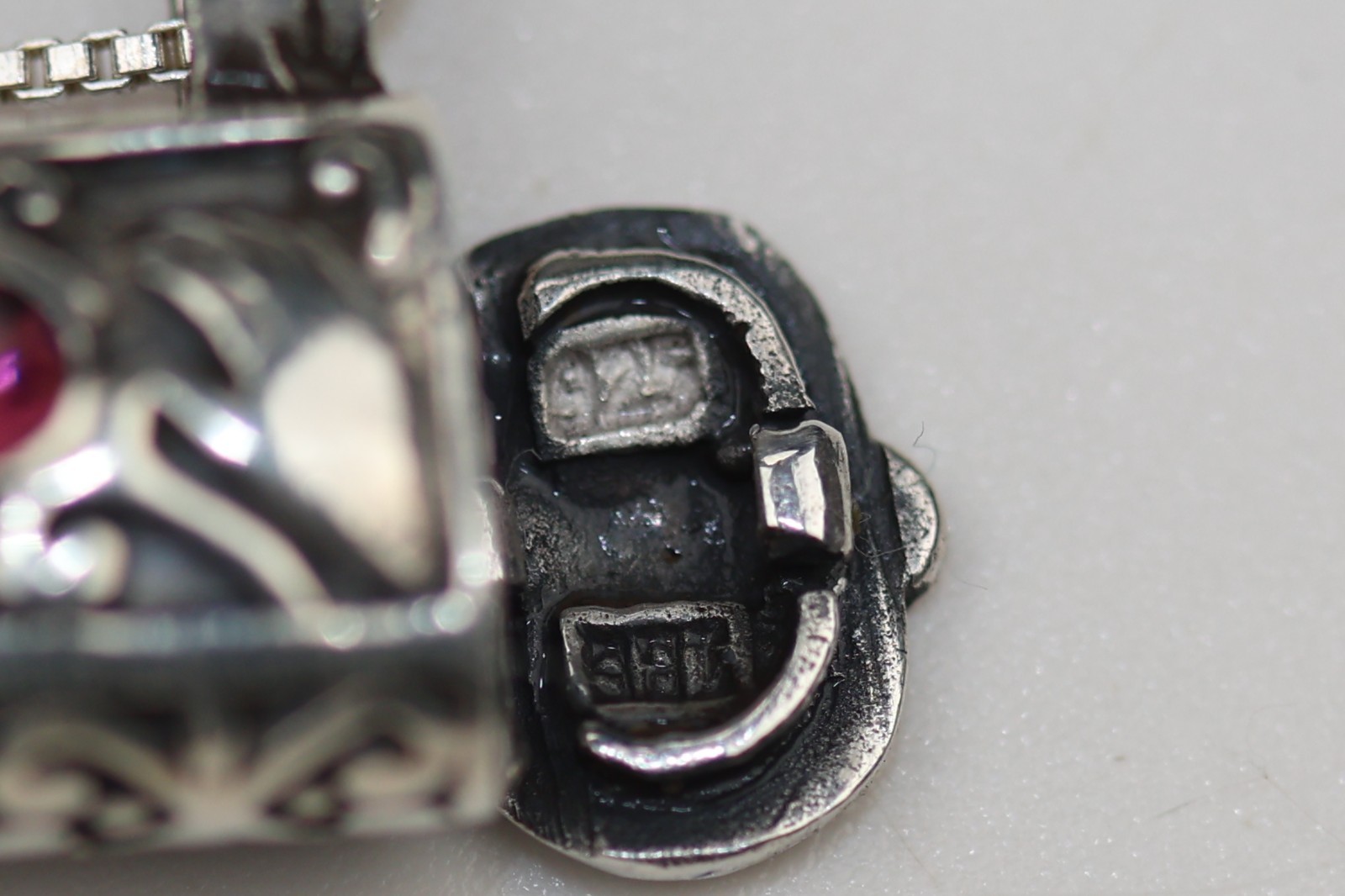 Handbag Locket Amethyst Gemstone Pendant Necklace Sterling Silver