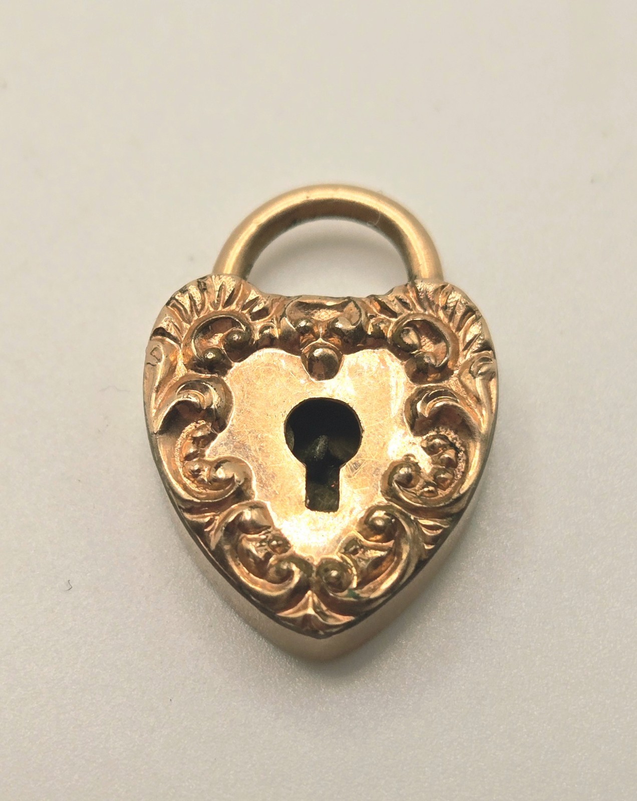 Vintage Victorian Gold Filled Repousse Heart Padlock Pendant / Charm Works