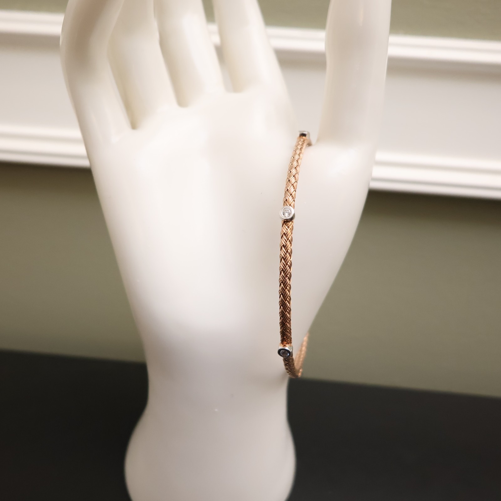 JCM Jewelry bracelet 18K rose gold clad 925 sterling silver DMQ stations 7.25in