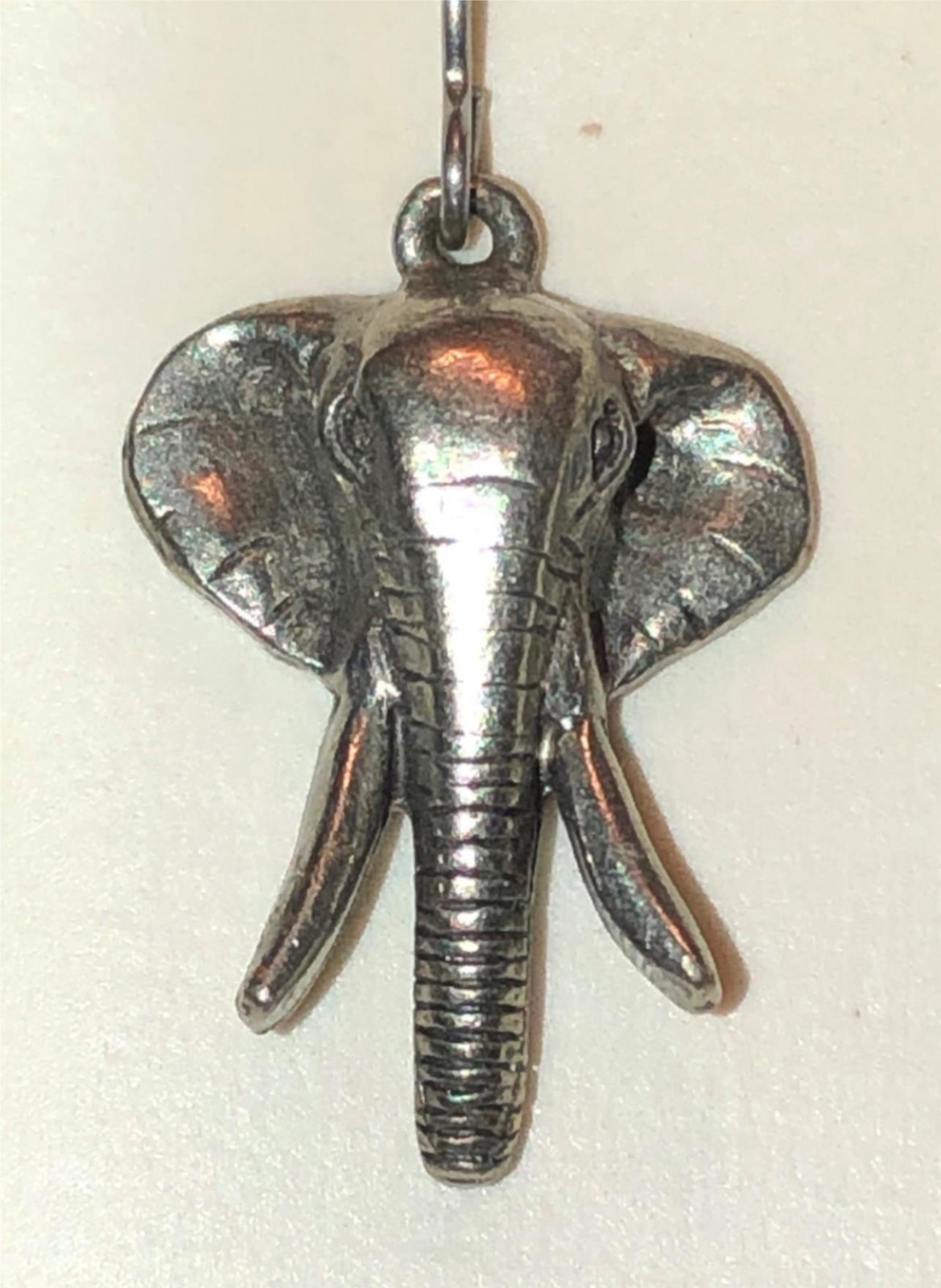 Silver Elephant Earrings Pewter Safari Drop Dangle Jim Clift GOP 80s Vintage