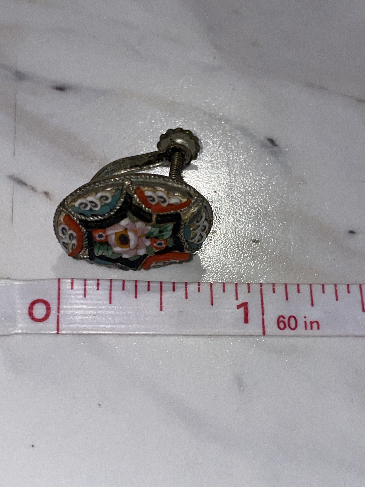 Antique Floral Micro Mosaic Jewelry LOT Earrings and Brooches