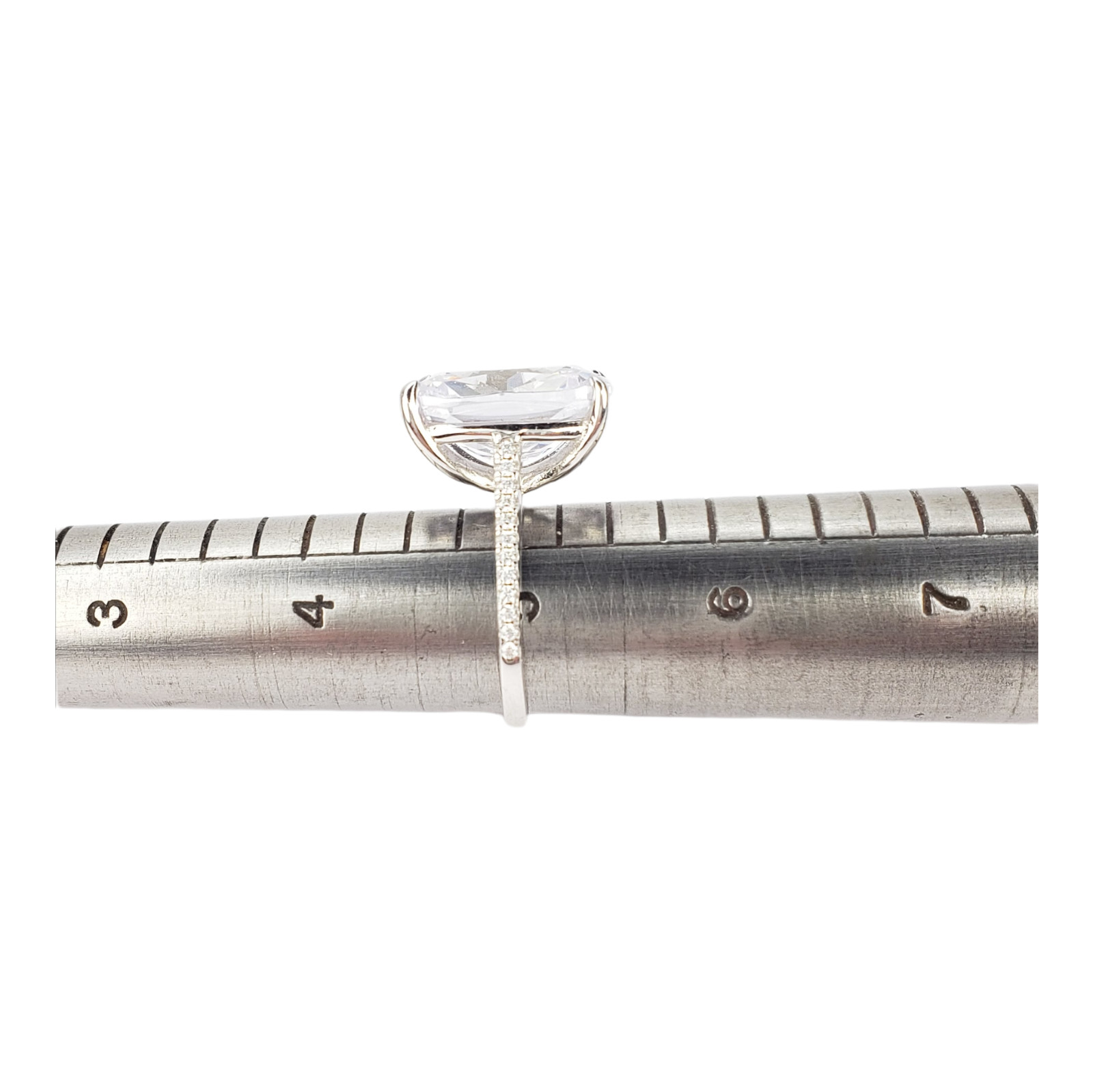 Outstanding Large Sterling Silver Clear Topaz Cocktail Ring Size 5