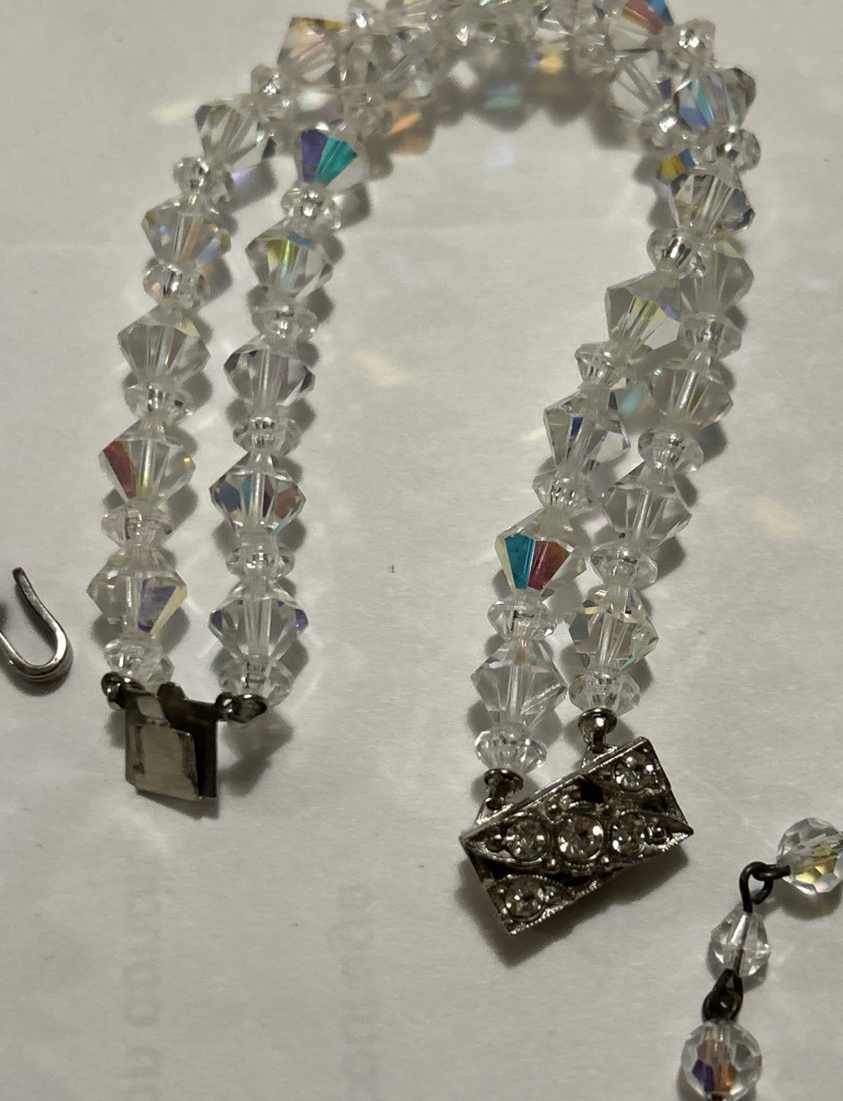 Gorgeous Vtg Set La Roco Crystal Cut Bead 2 Strand Necklace & Bracelet Signed