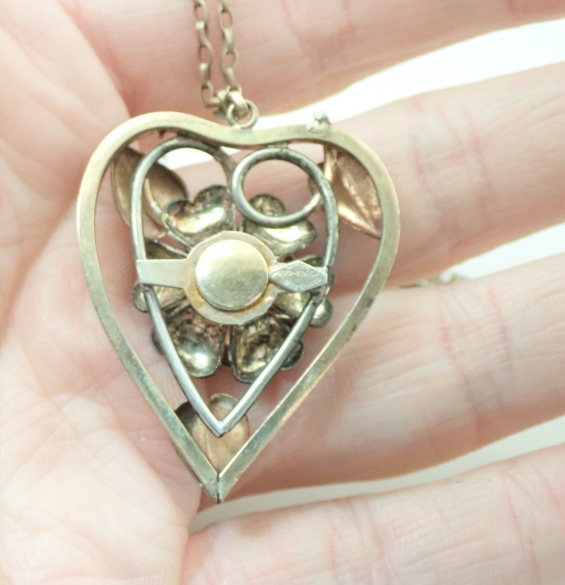 Antique Lustern Gold Filled Sterling Expansion Stretch Bracelet Pendant Necklace