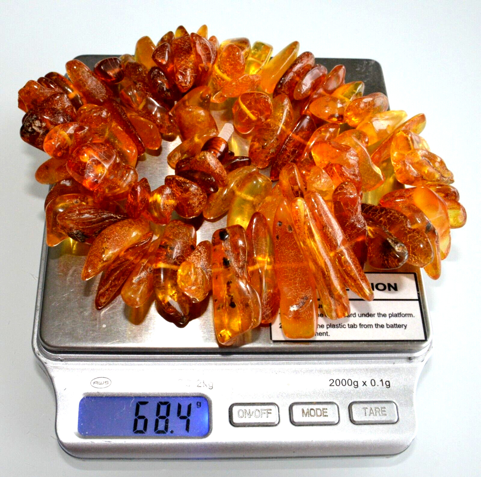 68gr RUSSIAN SOVIET BALTIC AMBER BEAD NECKLACE 琥珀 BRACELET STONE PENDANT EARRING