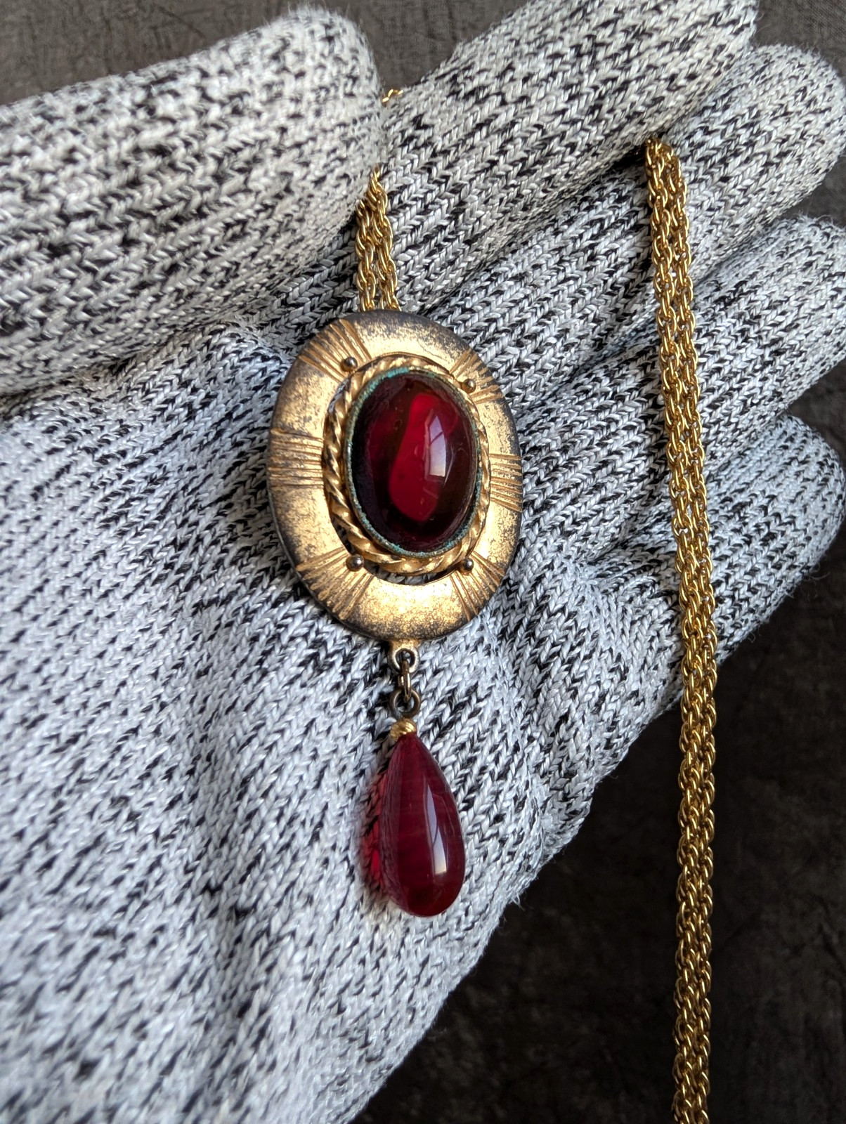 Vintage Lui Chantant Victorian Revival Convertible Brooch Pendant Necklace