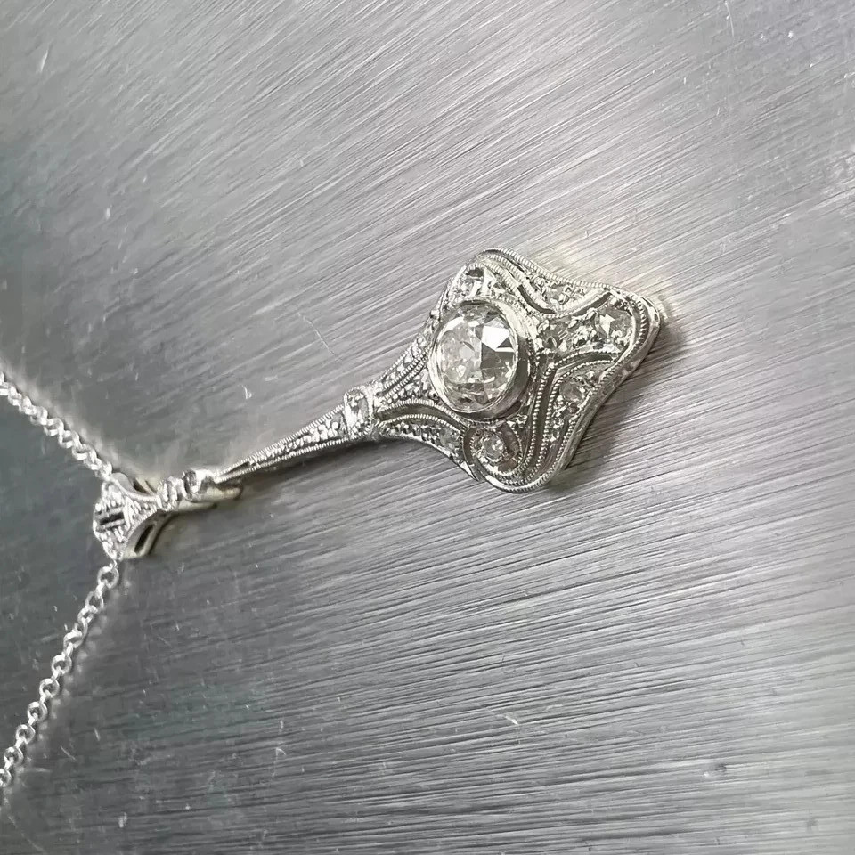 2Ct Art Deco Style Lab Created Diamond Anniversary 14K White Gold Finish Pendant