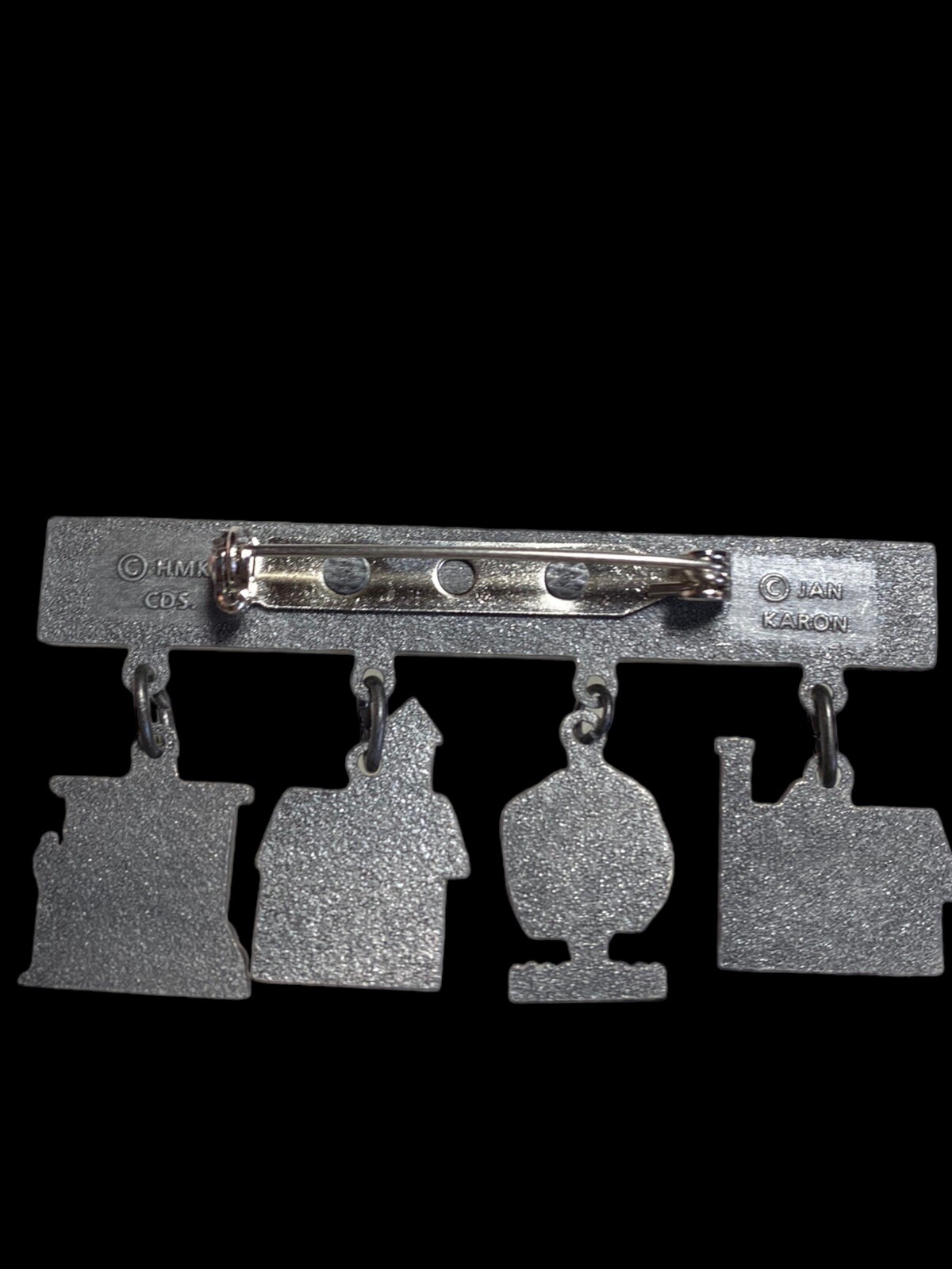 Pewter Jan Karon Art Brooch Pin Country Buildings Hat Vintage Fashion Jewelry