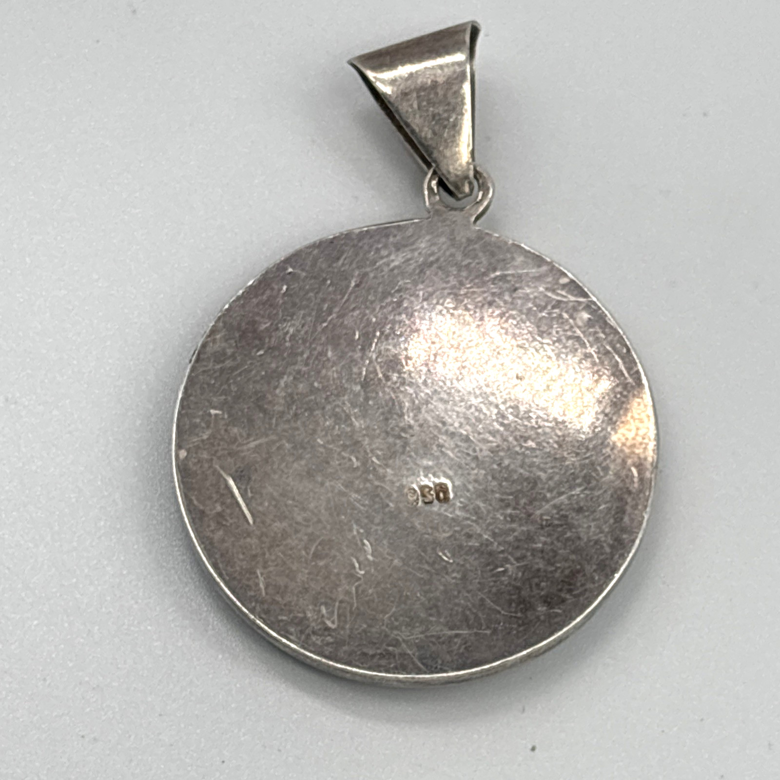 VTG Sterling Silver 950 Inlay Pendant Turquoise / Mother of Pearl 12.06 grams