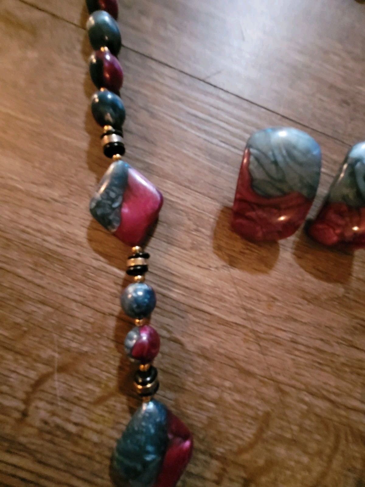 vintage demi parure sets Purple And Blue Acrylic Beaded Necklace Matching…