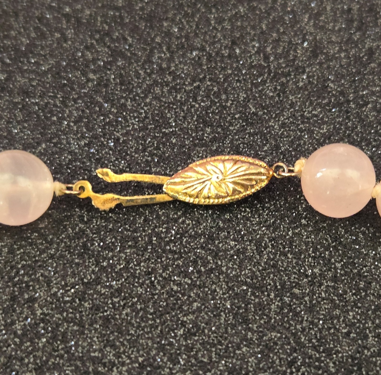 Rose Quartz Beaded Necklace Knotted Single Strand 18inch Long Pink Stone Jewelry