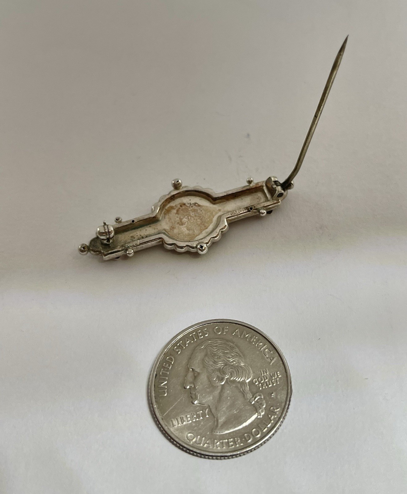 Victorian Double Hearts Sweetheart Bar Brooch Sterling Rose Gold Hallmarked