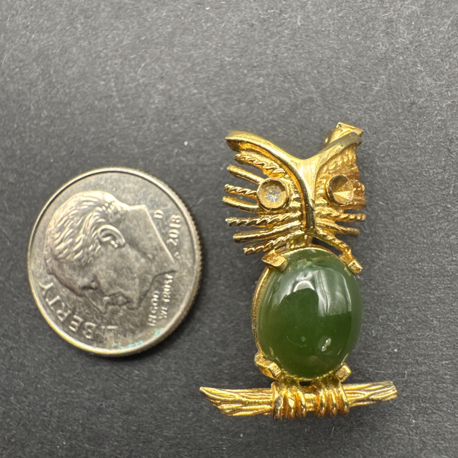 Vintage AC Jelly Belly .75” Sterling Silver Owl Pin Brooch Gold Plate