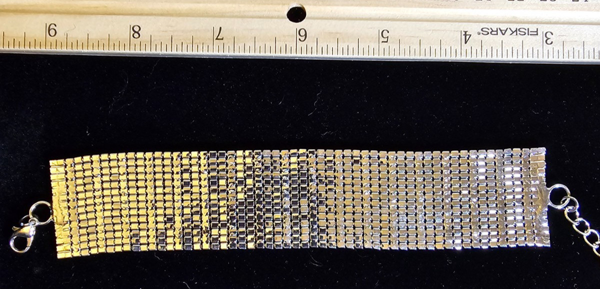 Vintage Rhinestone Bracelet Multi-Row Clear Sparkling Statement 7″