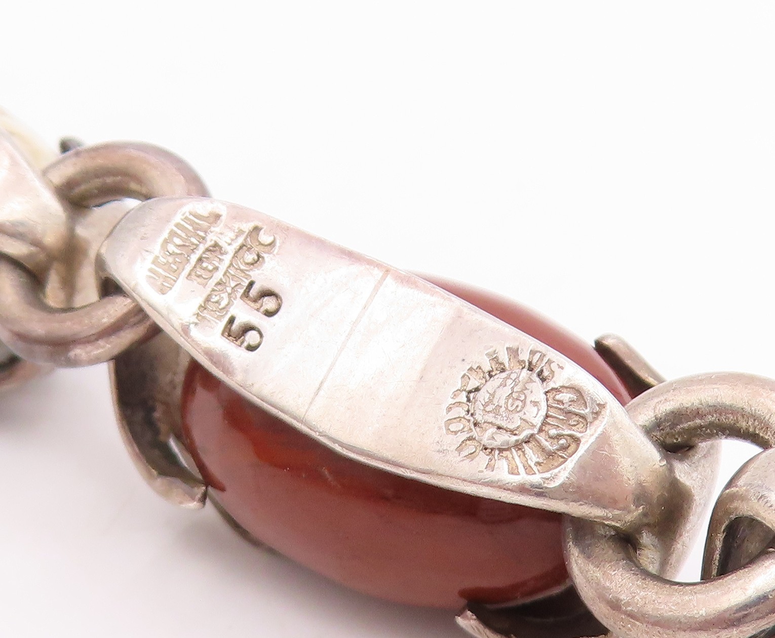 925 Sterling Silver Vintage Bracelet LOS CASTILLO Multi Gemstone Chain BT11519