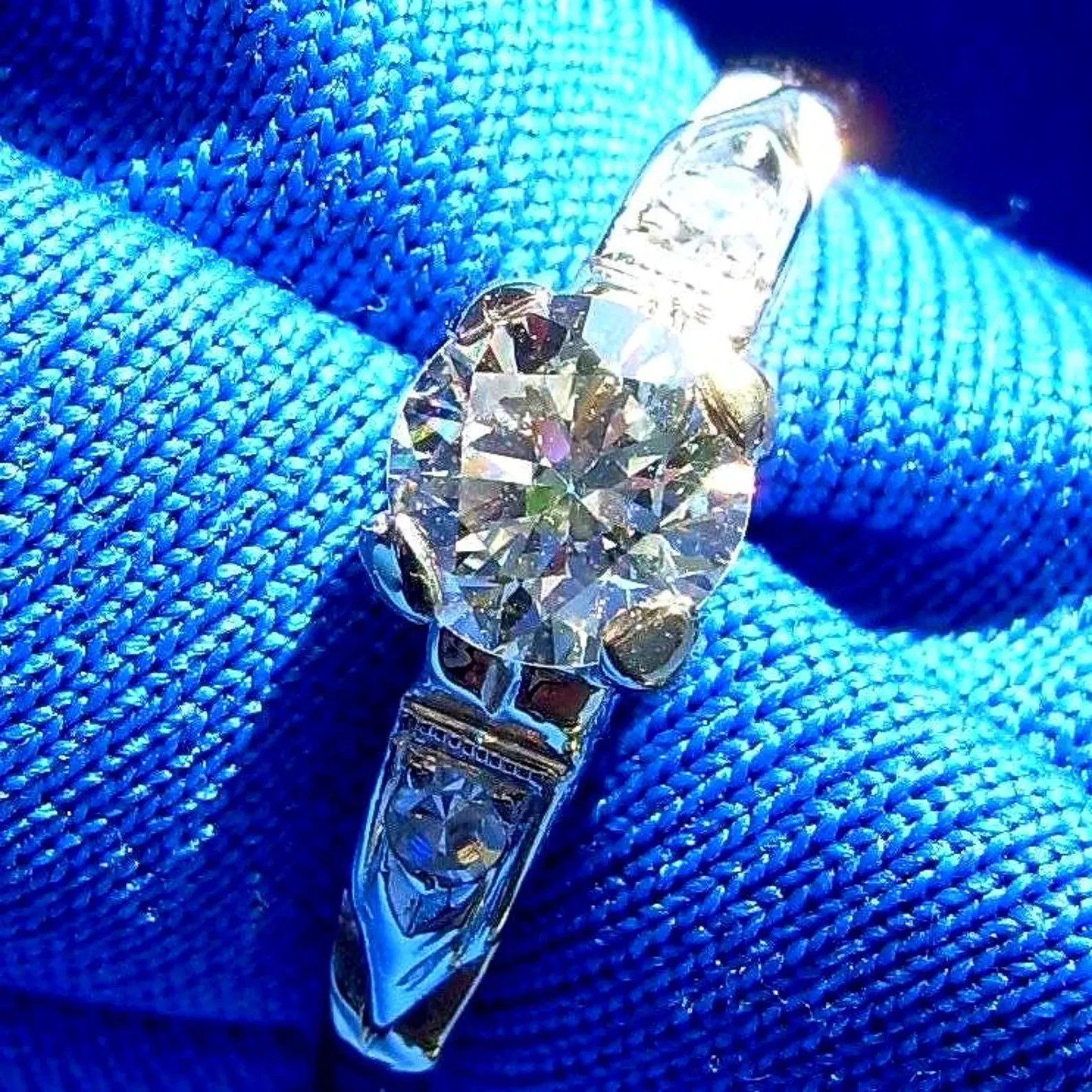 Original EARTH MINED DIAMOND Deco Engagement RING Vintage Solitaire 14K GOLD 6