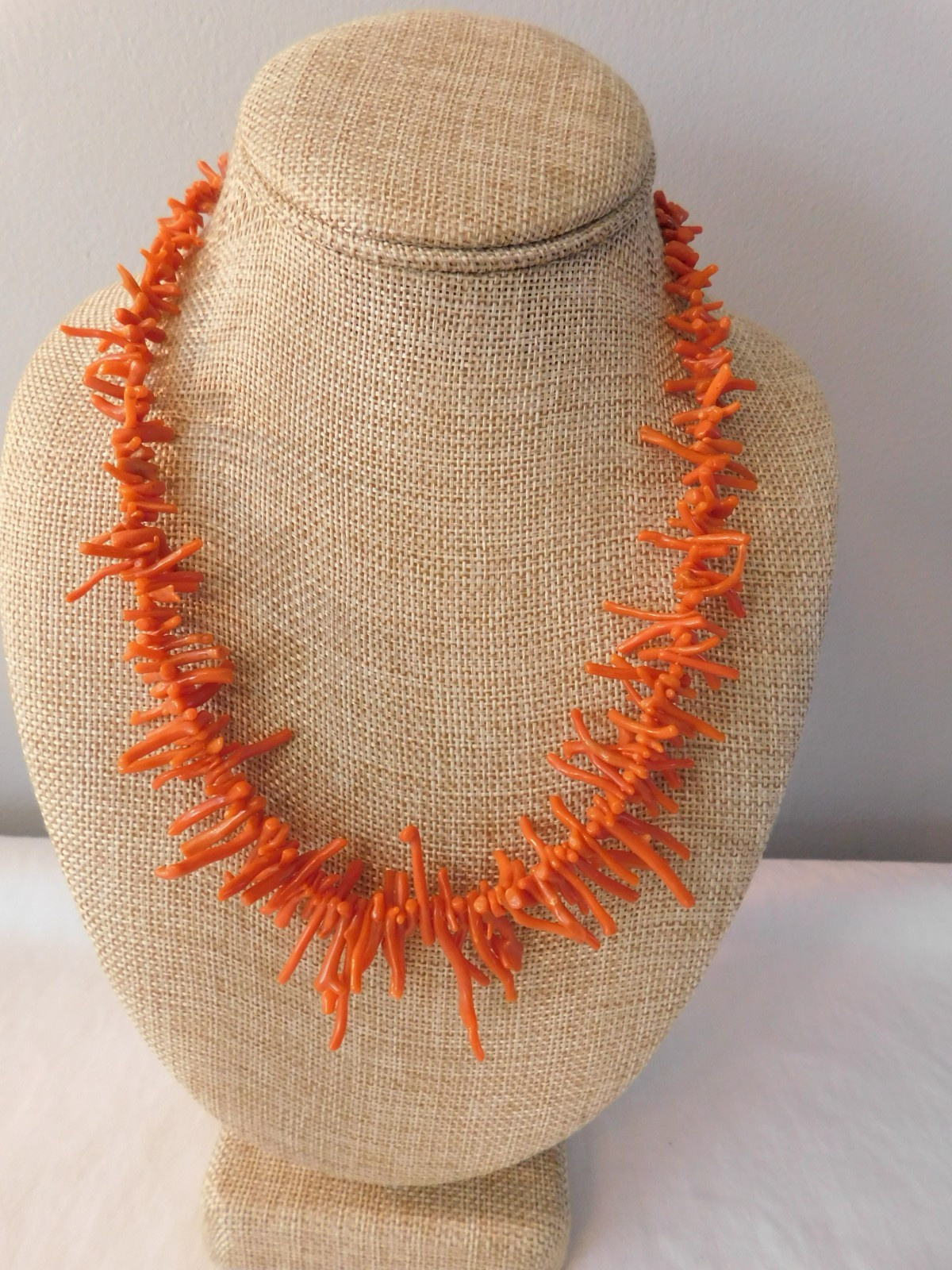 Vintage Salmon Branch Coral Beaded Necklace 20 inch