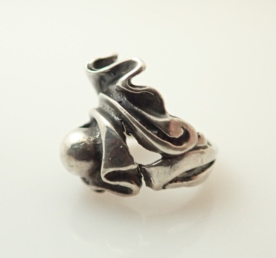 Vintage Arts and Crafts Abstract Modernist Sterling Silver Band Ring Sz 4.25