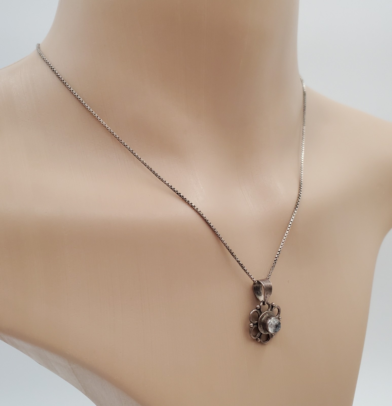 VTG 925 Flower of Life Hippie Pendant Necklace 16in Sterling Silver 4gtw Italy